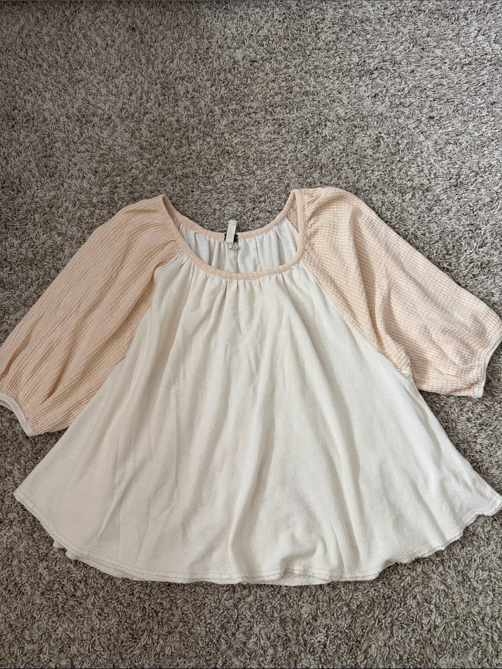 We The Free Cream Tunic with Peach Bishop Sleeves